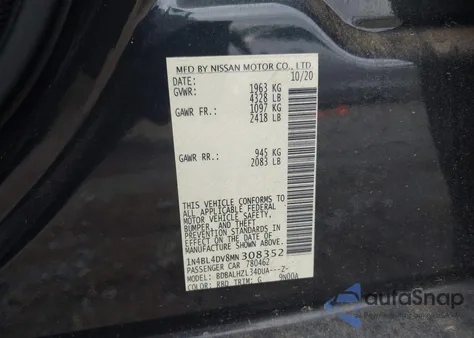 2021 Nissan Altima Sv Fwd from USA, damaged, VIN 1N4BL4DV8MN308352